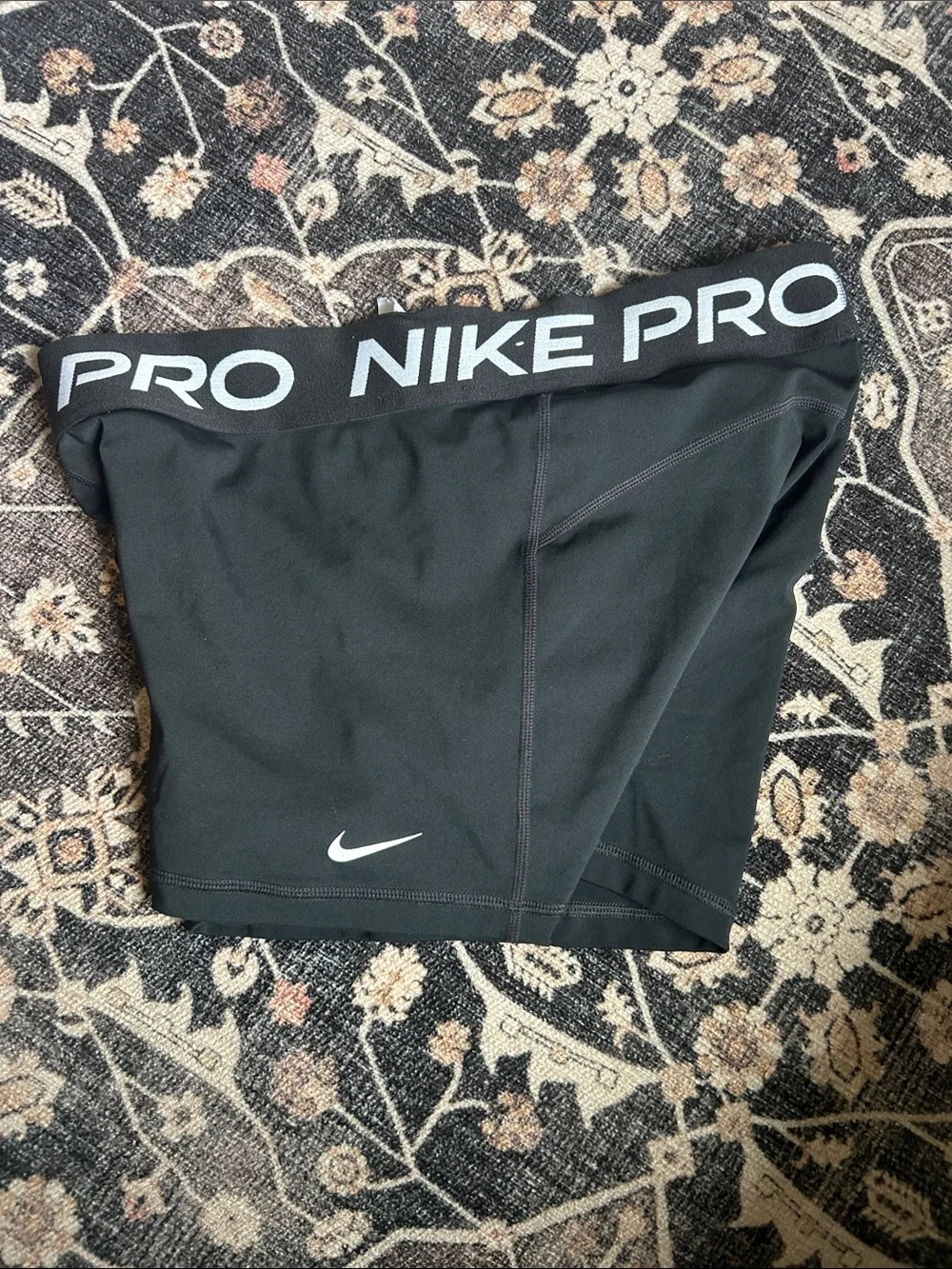 Nike Black Pro Compression Athletic Shorts with White Swoosh
